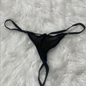 Black Mesh Thong
